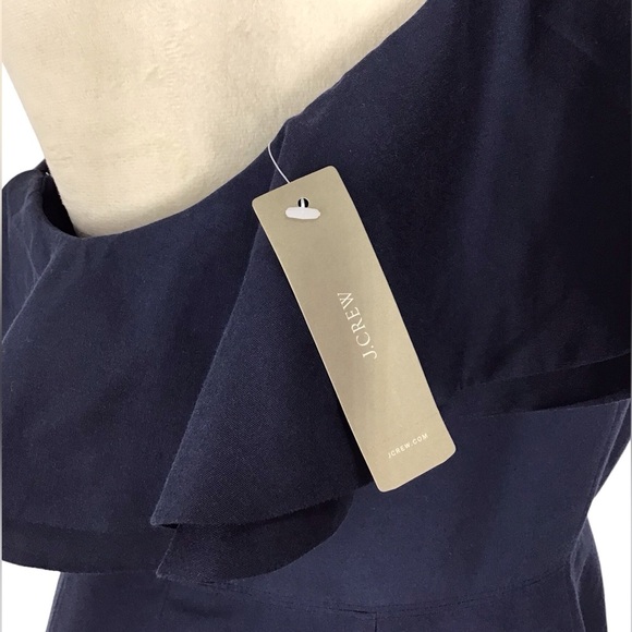 J Crew Navy Blue One Shoulder Ruffle Dress NWT Size 10 NEW - Picture 9 of 10